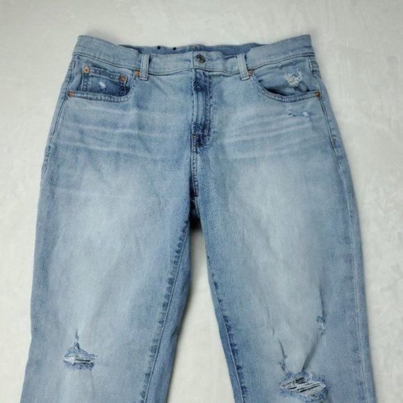 GAP Denim Girlfriend Mid Rise Ankle Fray Jeans Womens Size 12 L 32x28  Blue - Picture 5 of 11